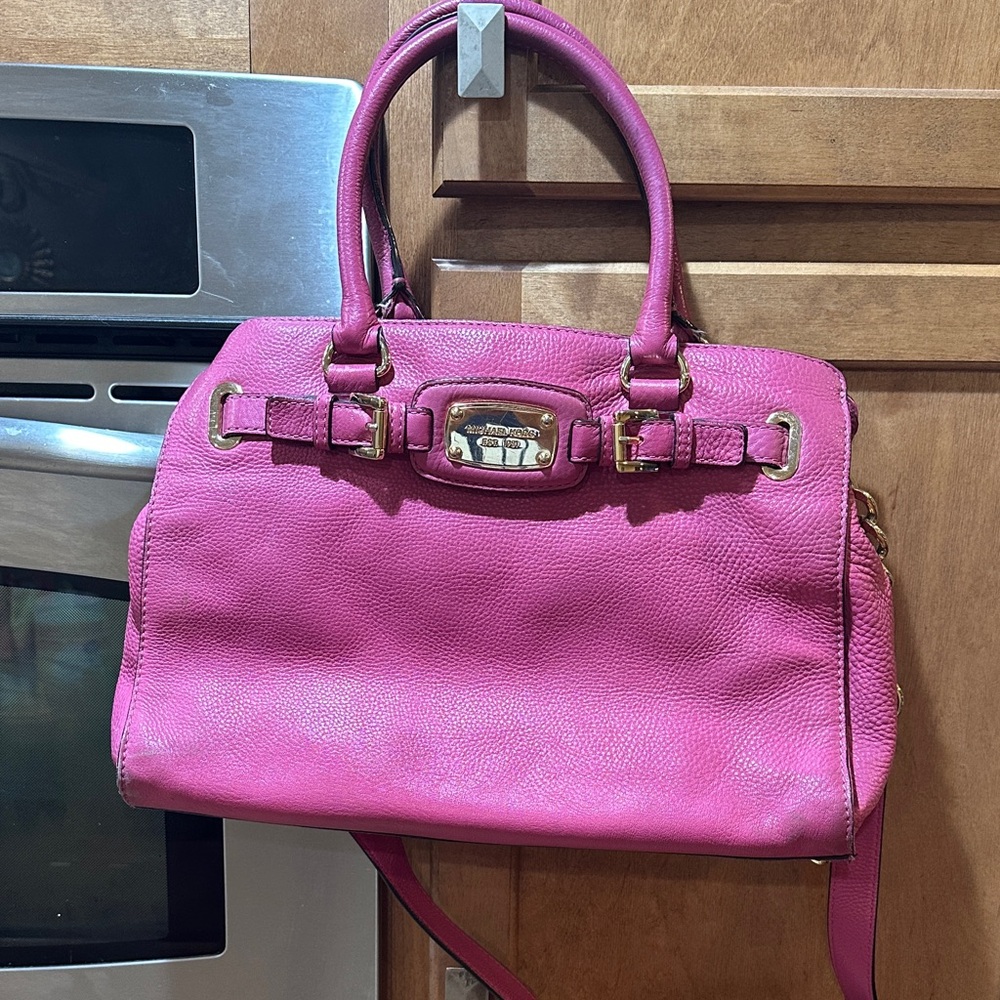 Michael Kors deep pink  Leather Hamilton Handbag with shoulder strap